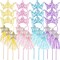 24 Pcs Princess Wands Party Favors Glitter Star Fairy Wands Sequin Princess Crown Headbands for Girls Birthday Party Gifts